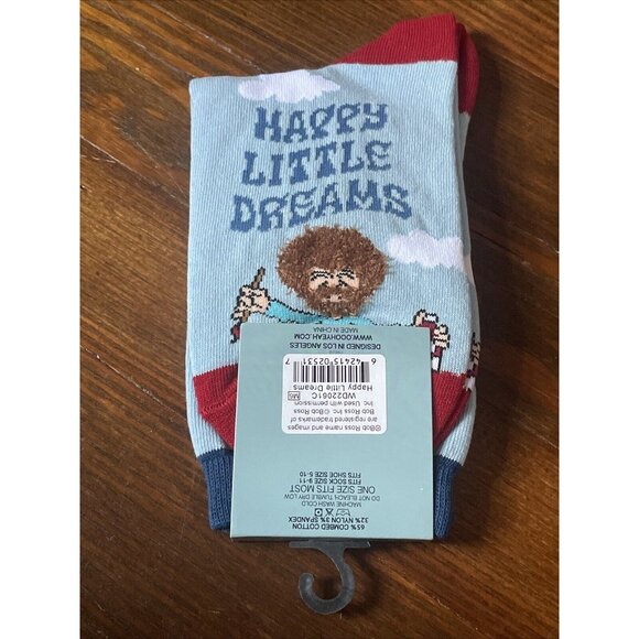 Bob Ross Crew Socks Size S/M Happy Little Dreams Tree Joy of Painting Cotton - Picture 10 of 11
